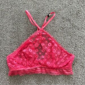Victoria's Secret Floral‎ Lace High-Neck Underwire Bralette Pink Size Small